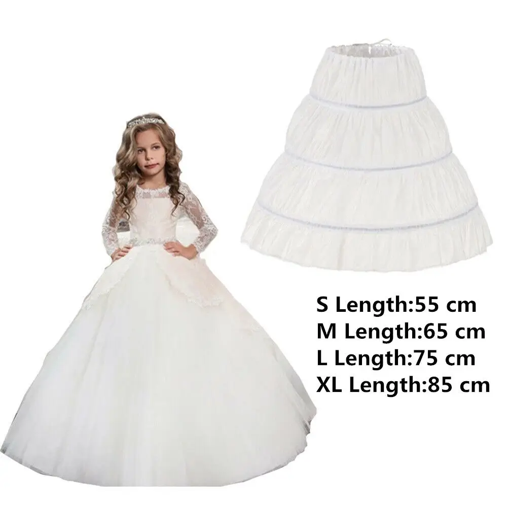 Girls Tutu Skirt 3 Hoops Skirt Petticoat Flower Crinoline Princess Skirt White Lace