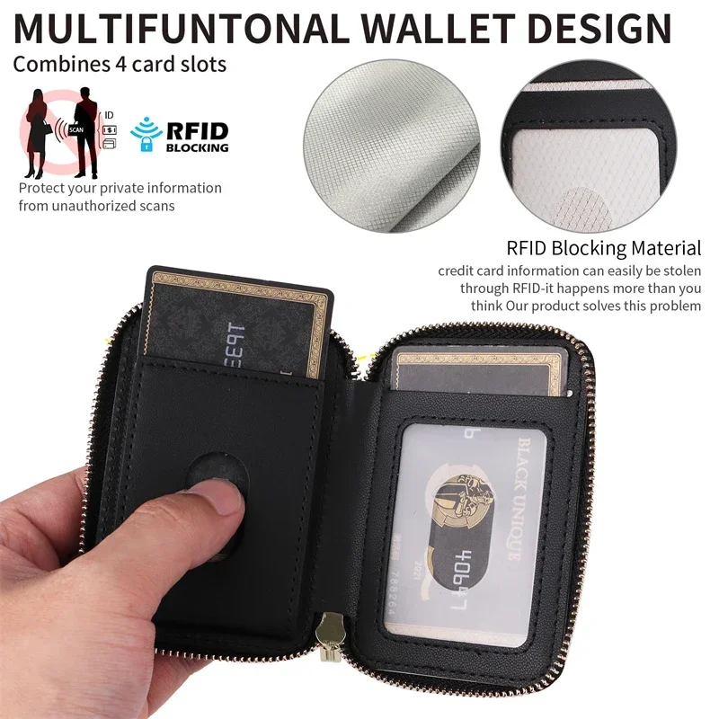 Magnetic Zipper Wallet Card Holder with Stand Cover
