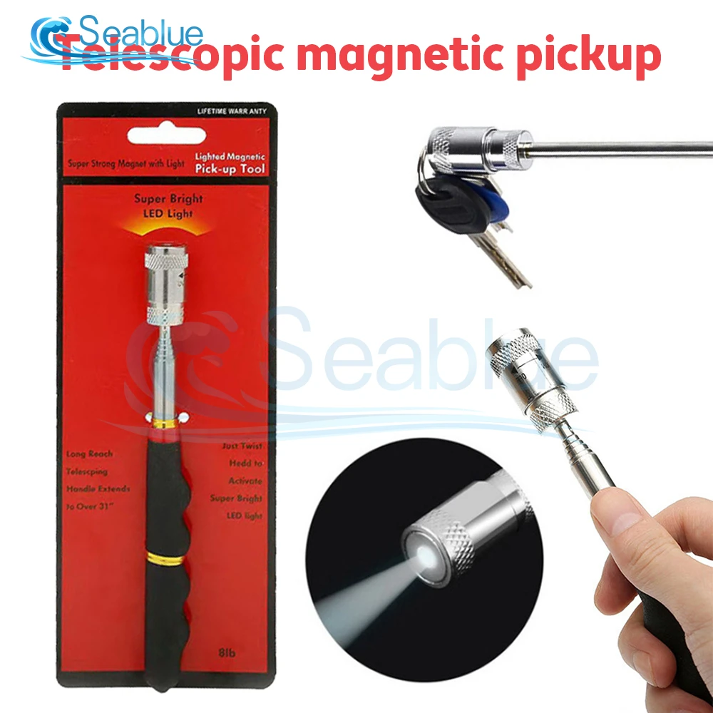 

Telescopic Magnetic Pen Metalworking Handy Tool Magnet Capacity for Picking Up Nut Bolt Adjustable Pickup Rod Stick LED Light