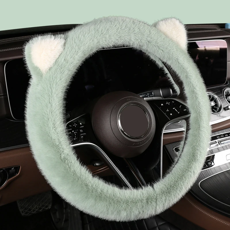 Coprivolante Universale Antiscivolo a Forma di Orecchie di Gatto, Copertura Protettiva Invernale in Peluche Caldo 38CM, Carino Rosa Forma O D
