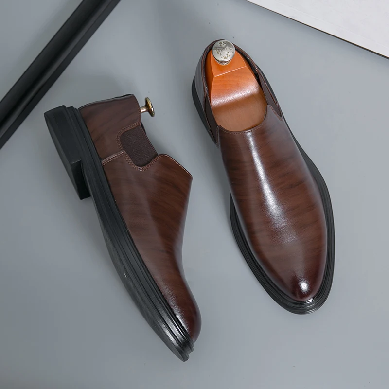 Fashion leather men casual shoes slip on flats handmade loafers classic mens formal dress business shoes moccasins