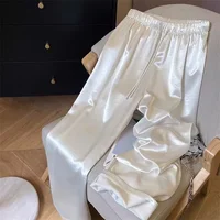Mode coréenne taille haute mince jambe large femmes été bureau dame couleur unie droite tout-match pantalons décontractés pantalons vêtements 2