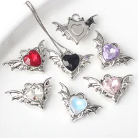 10pcs Alloy Fashion Wings Inlaid Color Heart Shape Pendant Accessories DIY Handmade Earrings Necklace Bracelet Accessories Craft 1