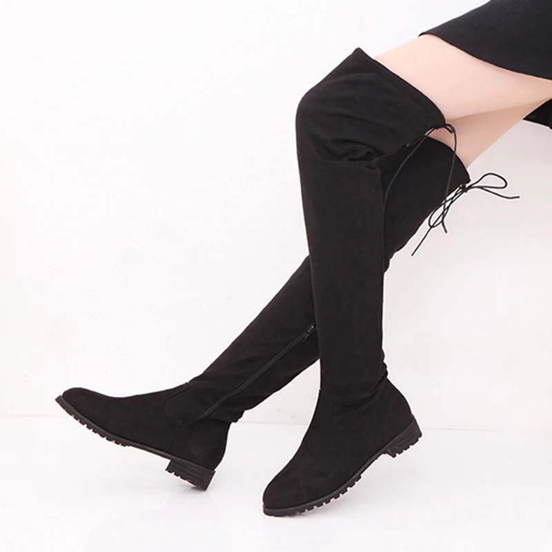 Korean Style Women's Boots Over The Knee Suede Thigh High Long
