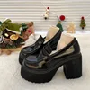 Women's Classic High Heels Leather Shoes Mary Jane Shoes Summer Increaseing Comfortable Lolita Shoe Loafers Student Patent Pumps