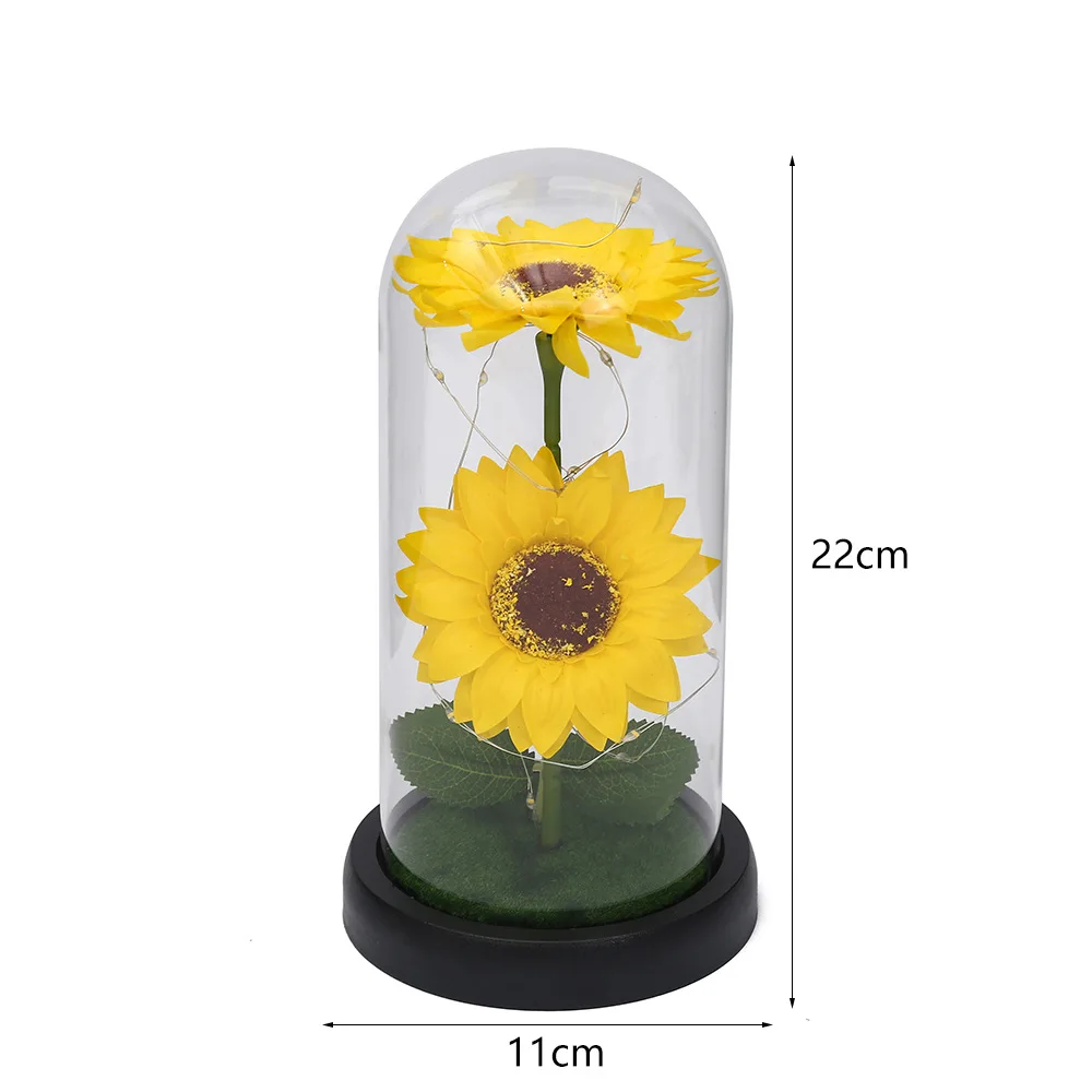 LED Illuminated Eternal Sunflower in Glass Dome - The Perfect Gift