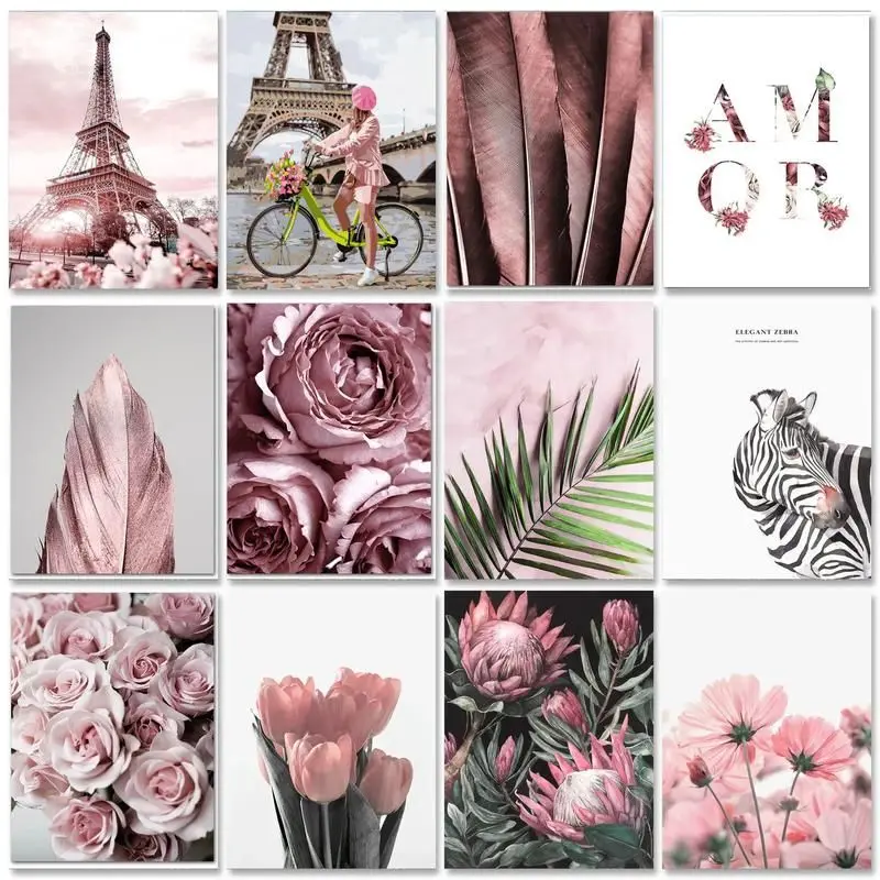 

SDOYUNO 40x50cm Painting By Numbers Pink Scenery Paint By Numbers For Adults Canvas Painting Wall Art Picture Home Decor