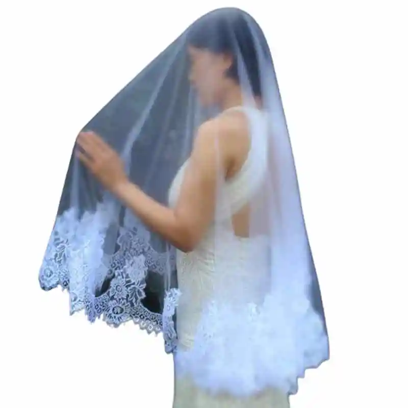 High Quality Chantilly Lace Trim Short Wedding Veil Delicate Bridal Veil WITHOUT Comb Velos de Novia Wedding Accessories