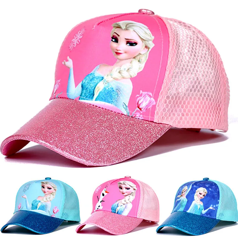 

2023 Disney Anime Toys Frozen Hat Elsa Anna Baseball Cap Summer Breathable Shade Cap Girls Minnie Sophia Adjustable Frozen Hat