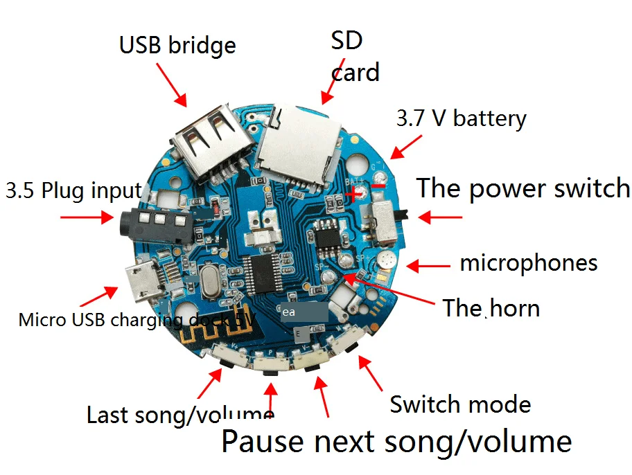 1PC V5.0 Wireless Bluetooth-compatible Speaker 3.7-5v Multifunction Receiver Audio Amplifier Board Mp3 Decoder