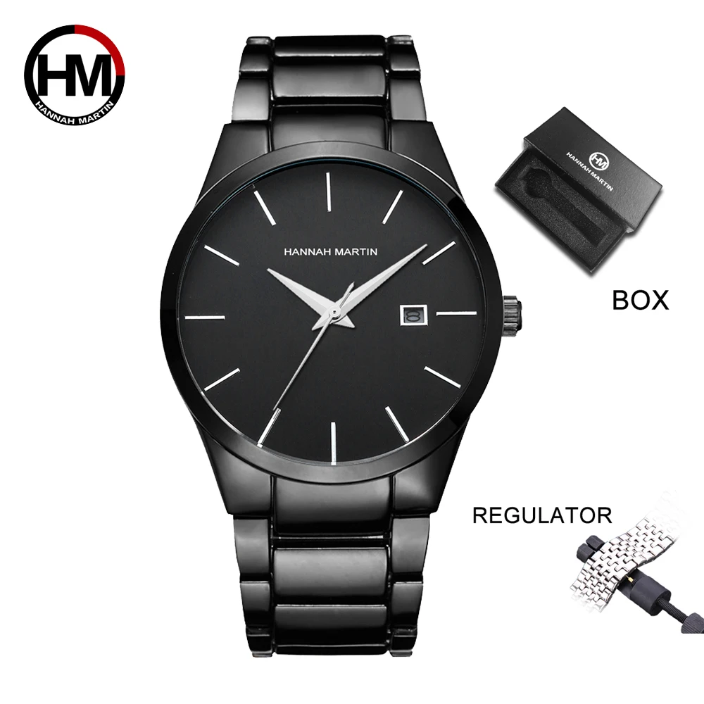 

Часы наручные мужские кварцевые с календарём, Классические деловые простые, водонепроницаемые электронные, с браслетом из нержавеющей стали, черные