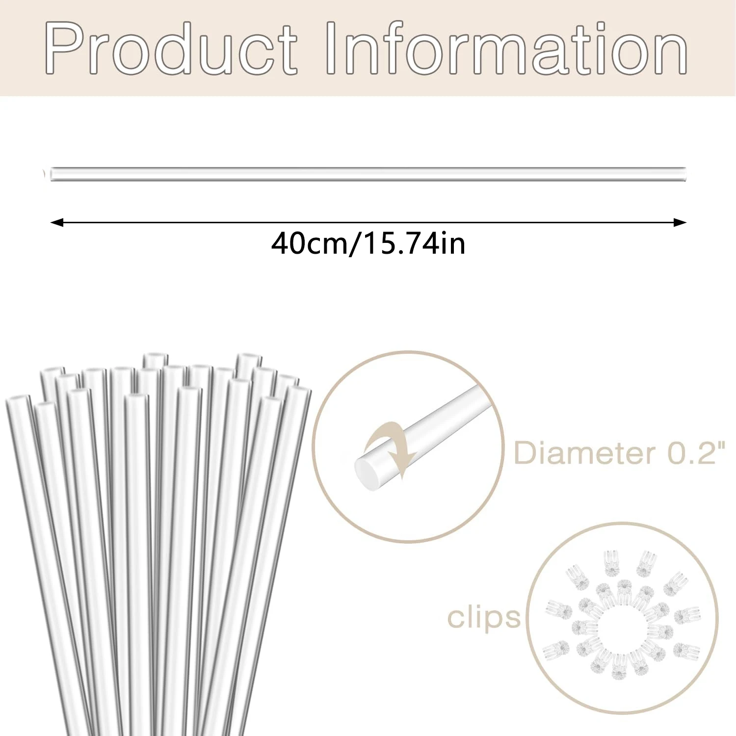 Description Picture 2 of item10/20Pcs Clear Orchid Stakes Sticks Acrylic Plant Stakes Potted Plant Support Stakes for Supporting Vines Grow Upright