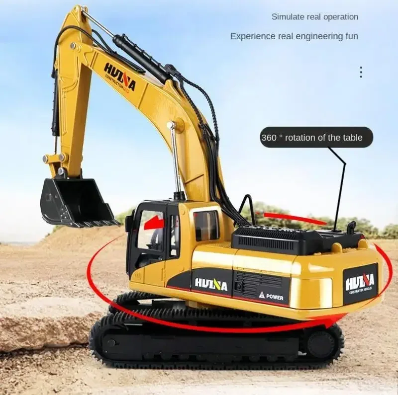 Huina Alloy Truck 1/40 Excavator Diecast Digger Car Construction Engineering Vehicle Model Loader Tractor Toy Kid Christmas Gift 5