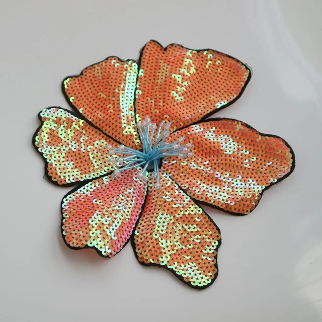 Sequin Flower patches for clothes DIY iron on black parch appliques  Embroidery applique patch ropa clothing accessory