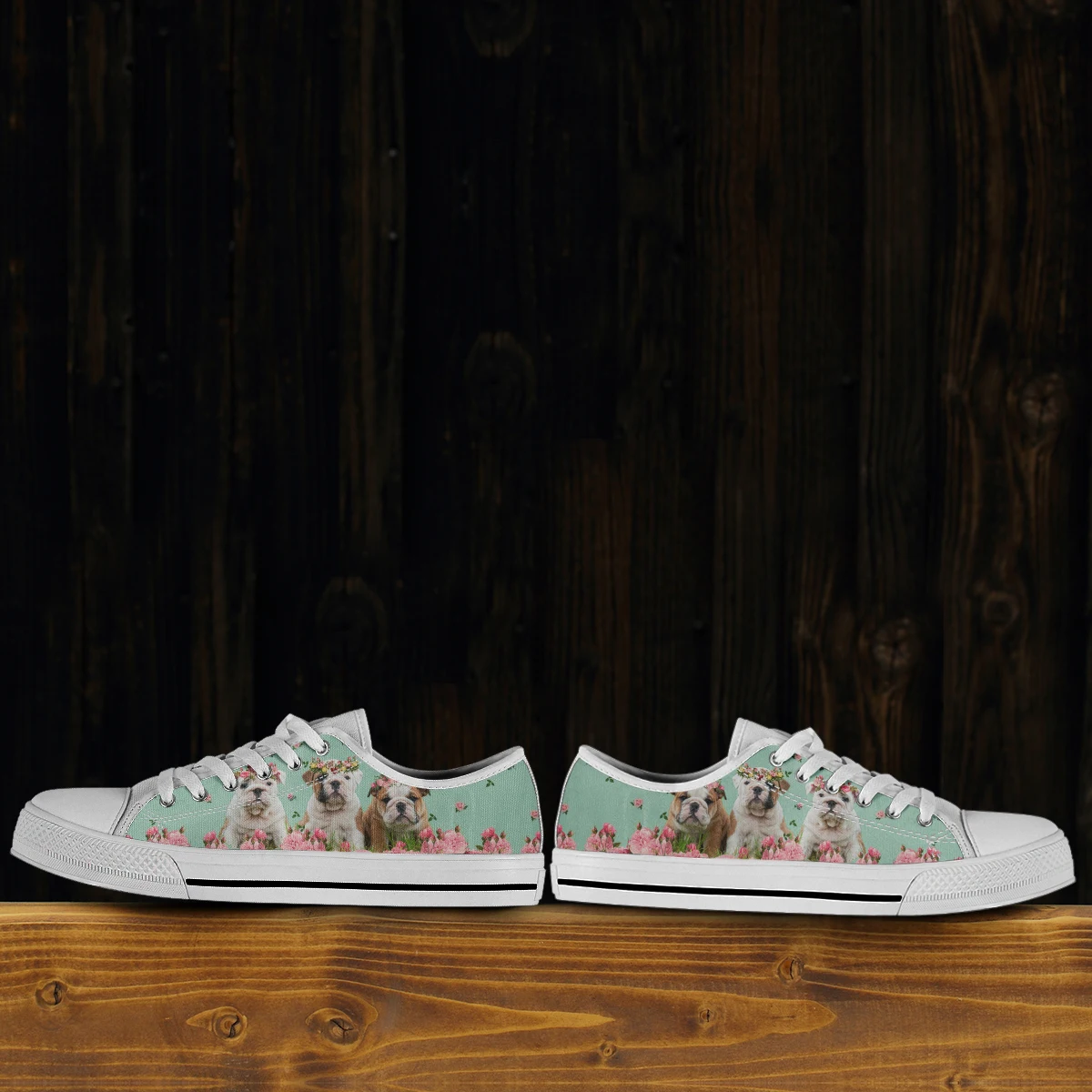 English Bulldog Love Dog Prints Canvas Sneakers Sport Casual Shoes Fashion Breathable Women Flats Canvas Shoes