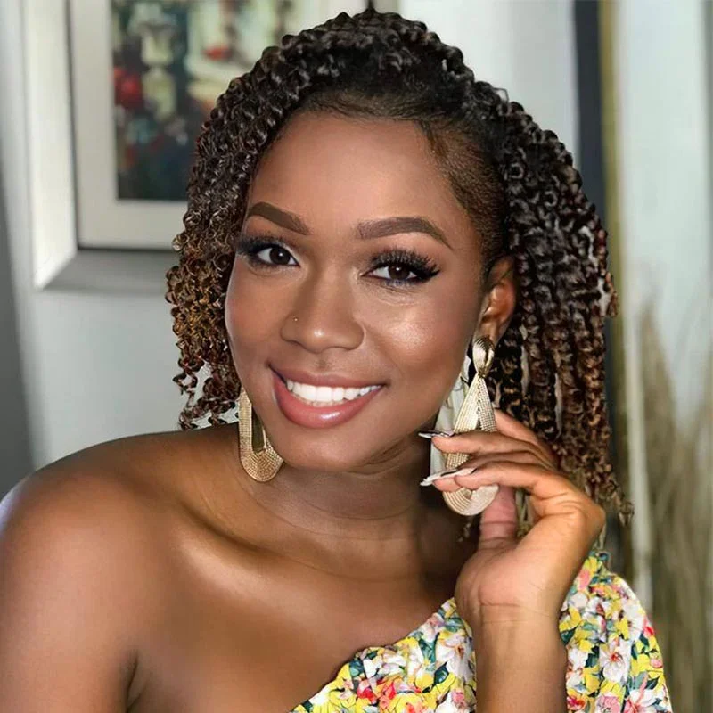 QVR Spring Twist Crochet Human Hair Ombre T1B/30 Afro Kinky Curly Braiding Hair Extension 1Pcs/50g Peruvian Remy Human Bulk Hair 6