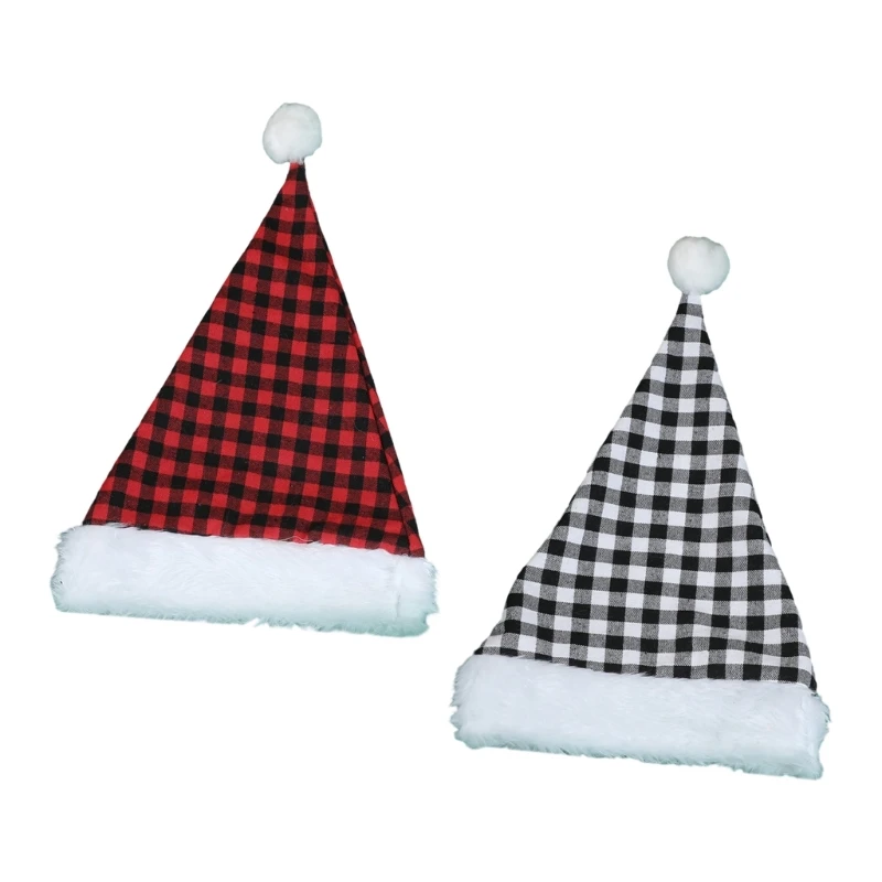 

Christmas Santa Hat Christmas Plaids Hat Unisex Comfort Christmas Hats for Christmas New Year Festive Holiday Drop Shipping