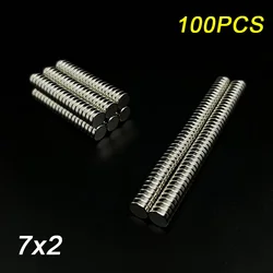 Powerful Neodymium Round Disc Magnets for Refrigerator and DIY Projects (7x2 - 100piece)
