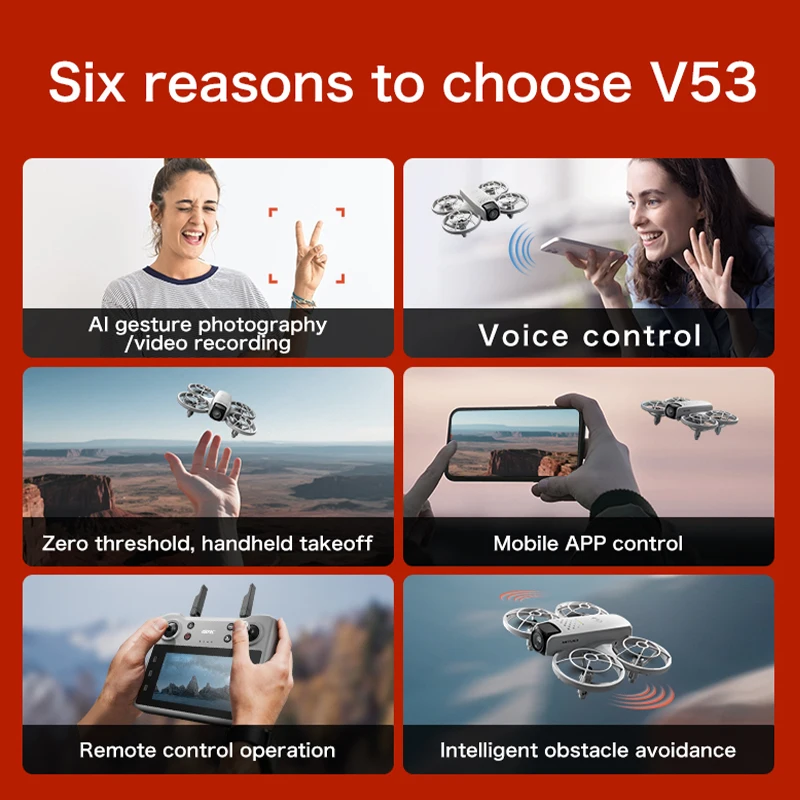2025 NUOVO V53 MINI Droni 8K Professionale WIFI FPV Dron Evitamento Ostacoli Flusso Ottico Posizionamento RC Quadcopter Giocattoli Regali UAV - immagine 5