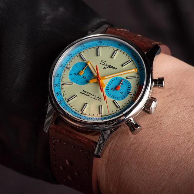 Sugess Watch of Men クロノグラフ機械式腕時計 カモメ ST19