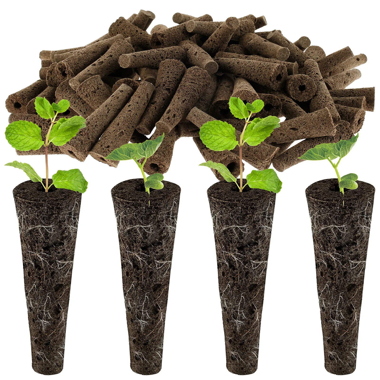 100pcs Grow Sponges Hydroponic Root Sponges Seedling Nursery Bags Hydroponic Germination Tray Plant Rooting Box Hydroponic Gardening Kit Seedling Box Compatible with Seedling Starter Kit Reusable Seed Refill Pods for Hydroponics