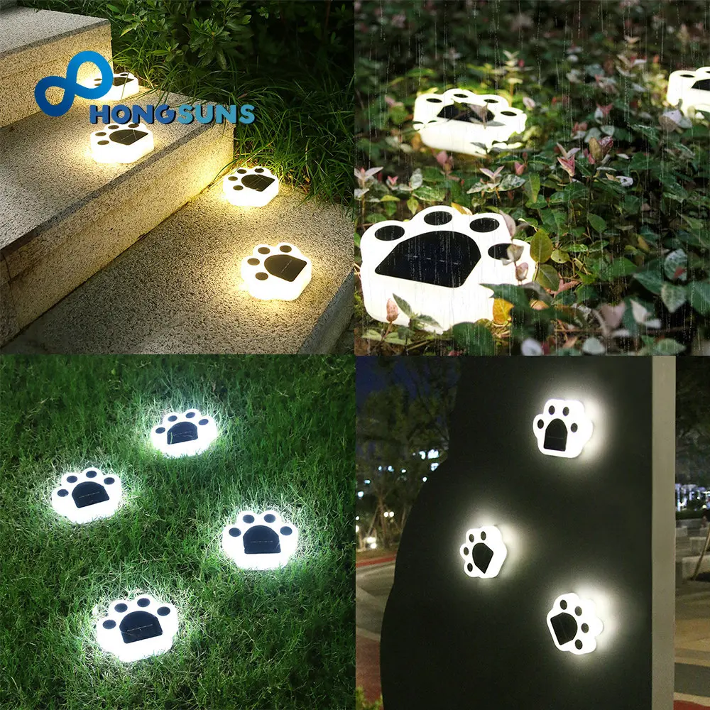 LED Solar Garden Light Outdoor Waterproof Garden Lawn Lamp Decoration Dog Cat Animal Paw Print Lights Path String Paths Light