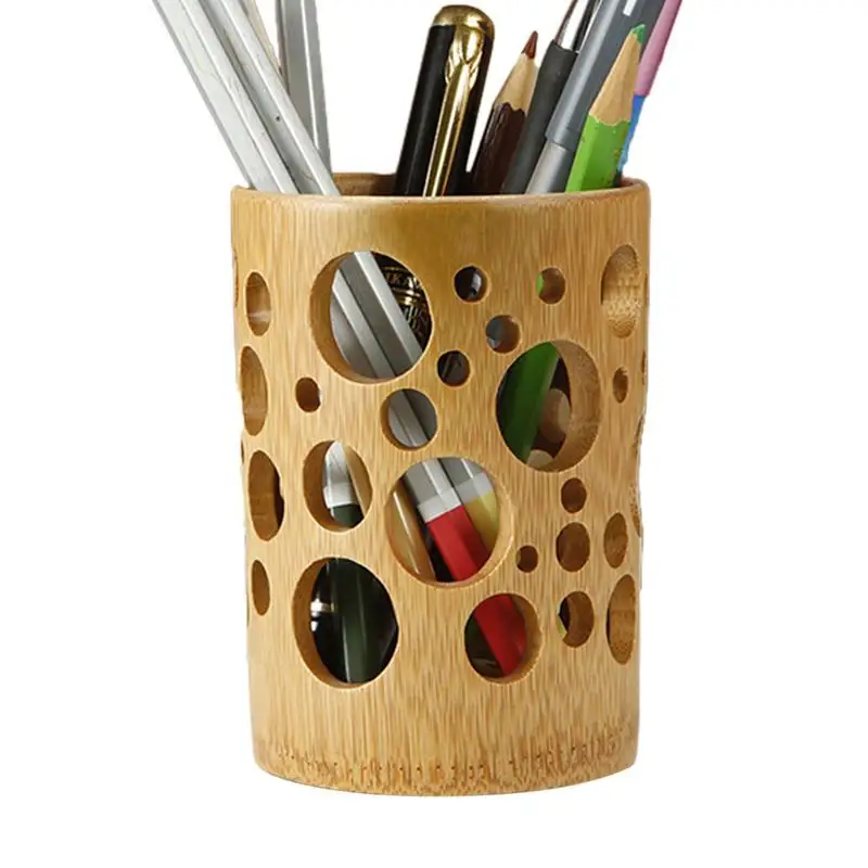 

Natural Wooden Toothbrush Holder Multifunctional Hollow round hole Toothbrush holder Anti-Slip Bathroom Toothpaste Organizer