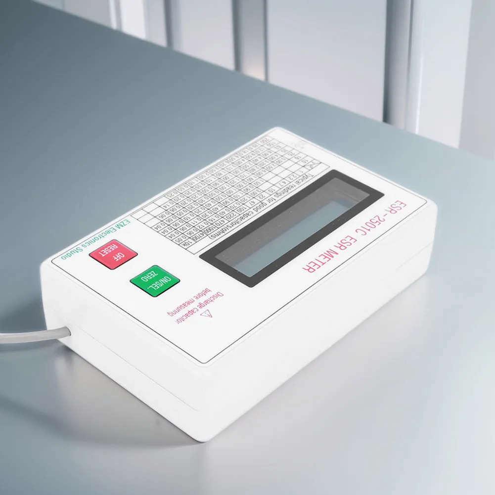 ESR Capacitor Tester Test In Circuit Capacitance Meter W/ Test Leads Clip Battery LCD Display ESR Meter Smart Shutdown 6