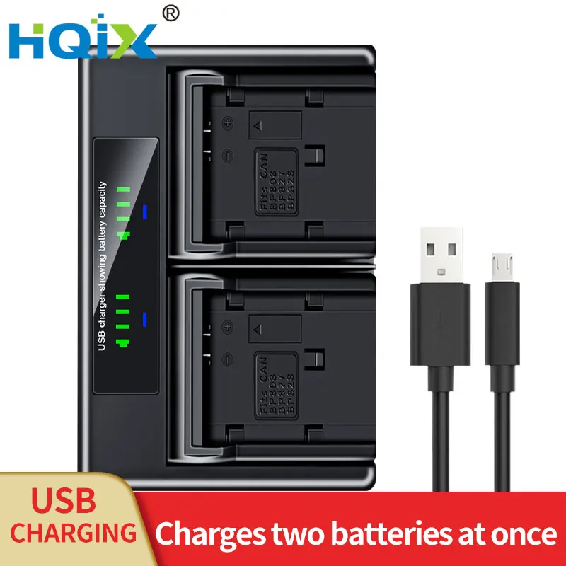 Hqix Per Canon Legria Hf G26 G30 G50 G60 Xa11 Xa25 Xa35 Xa55 Xf400 F405 Xa15 Xa30 Xa20 Fotocamera Bp-820 Batteria A Doppio Caricatore