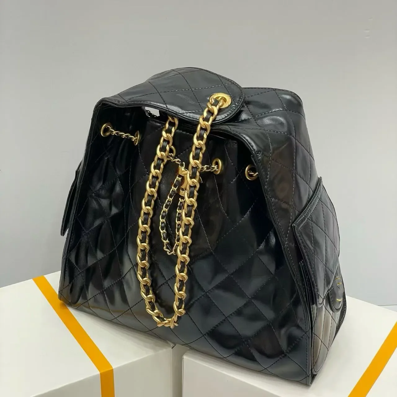 Designer Bag 25S Hobo Shoulder bag Waxed Leather drawstring Chain Bucket Bag 25C Bag high-capacity Genuine Leather Luxury Crossbody Bag