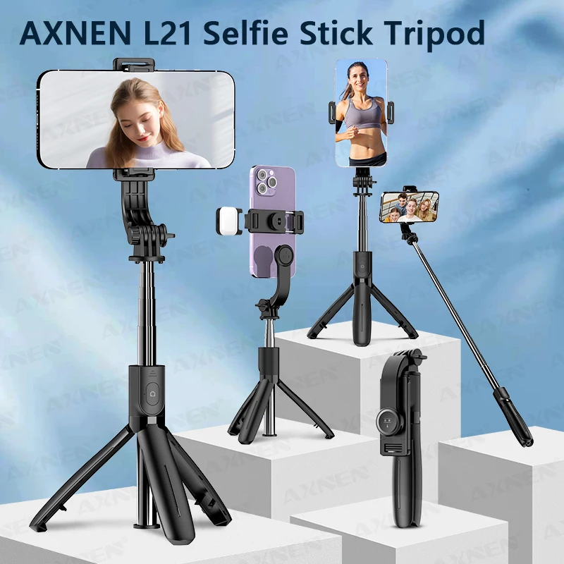 AXNEN L21 Selfie Stick Stand FOR Cell Phone Gopro Action Camera Monopod Tripod with Wireless Remote Control Optional Fill Light