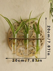 Wall - Mounted Rustic Wooden Flower Propagation Vase with Test Tubes (TK733 - MS9585)