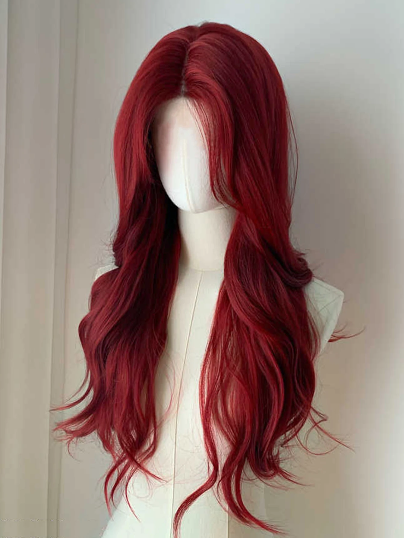 Red Synthetic Wavy Wig for Daily Cosplay Party