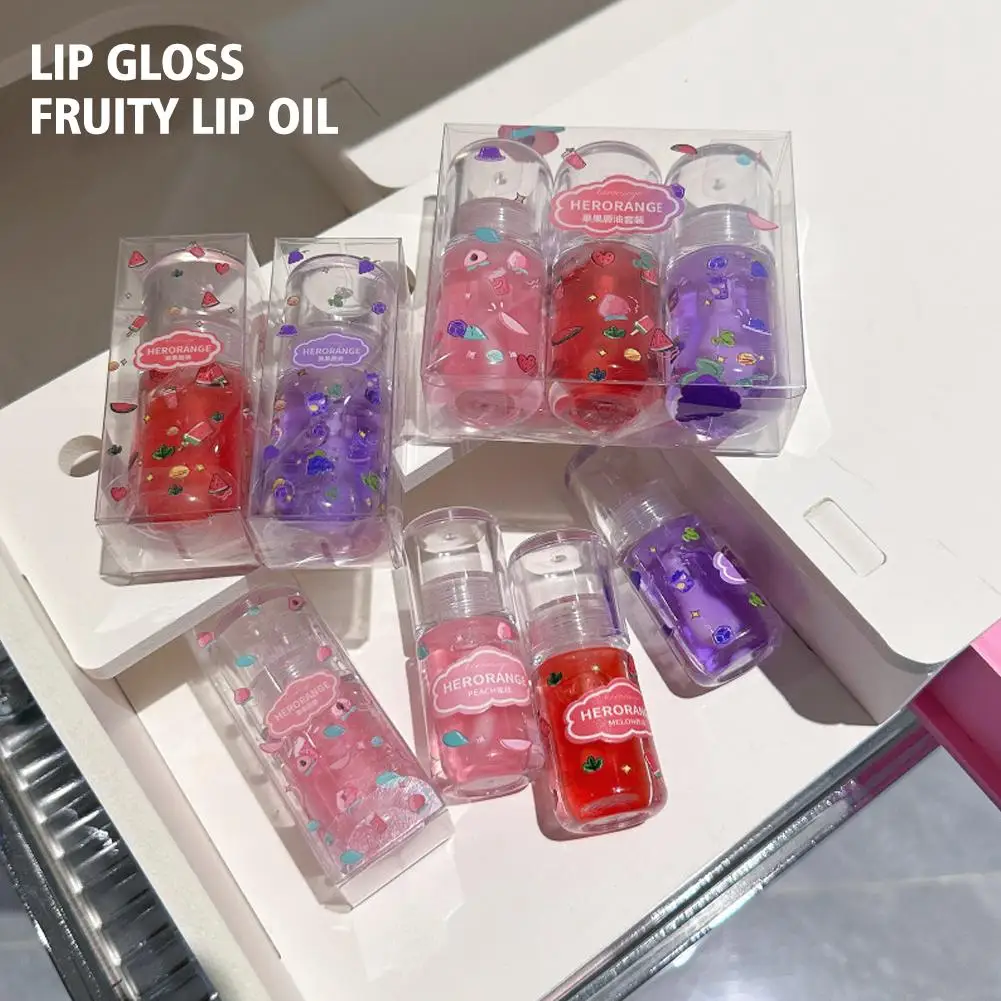 1pcs Lip Gloss Fruity Lip Oil Gloss Moisturizing Lip Mirror Shine Lip Shimmer Lip Transparent Care Oil Balm W7z5