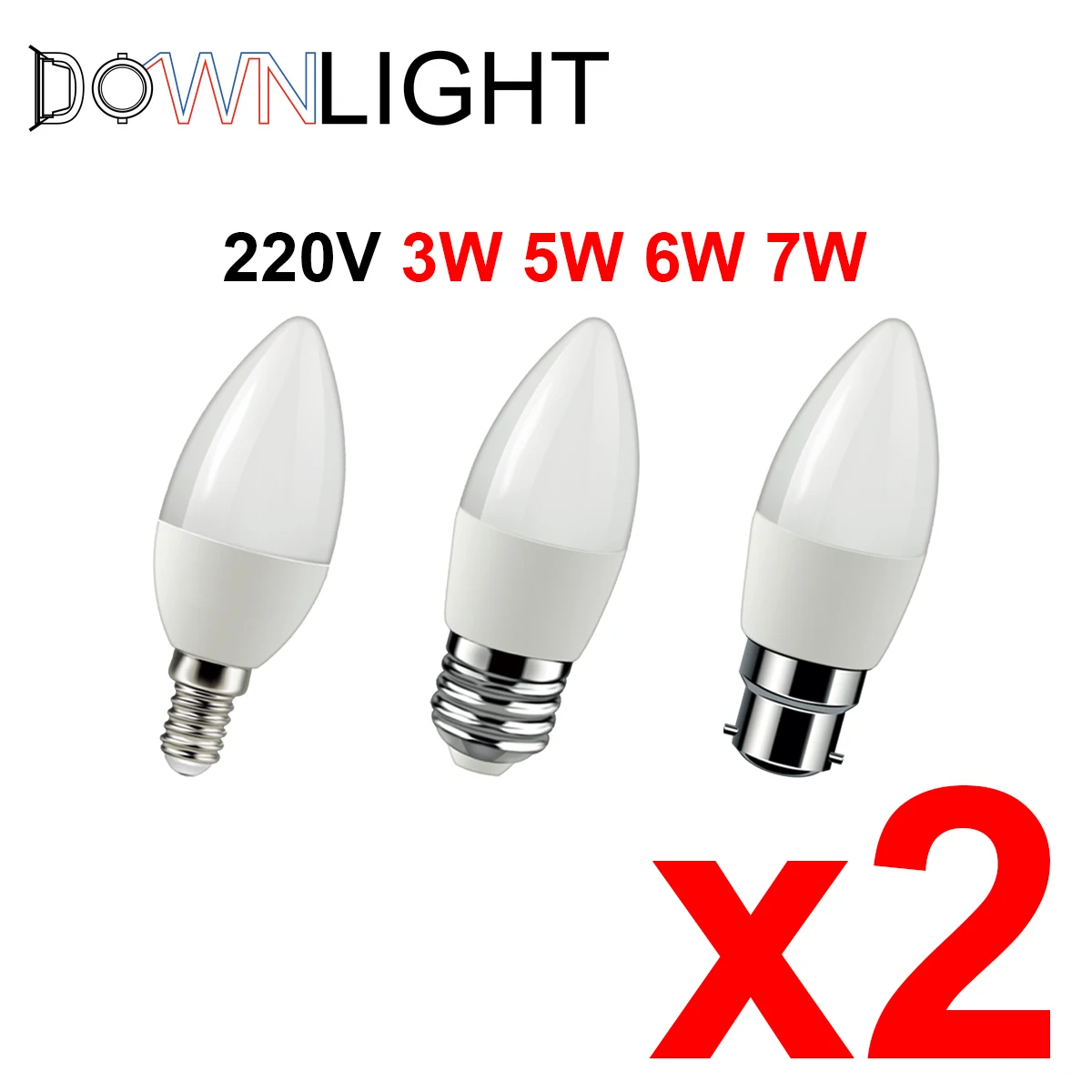 2PCS Led Candle Bulb C37 3W 5W 6W 7W E14 220v-240v Super bright warm white light for kitchen chandelier living room