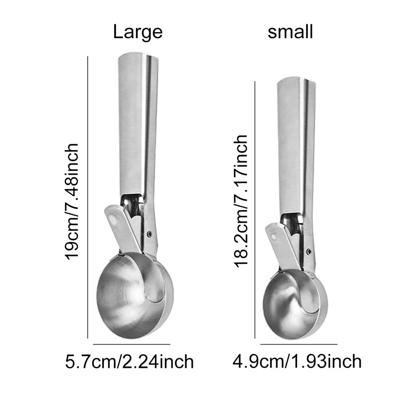 Stainless Steel Ice Cream Spoon Ball Digger Multifunctional Elastic Type Fruit Spoon Watermelon Household Kitchen Tools ice cream scoop ice cream bowl spoon set