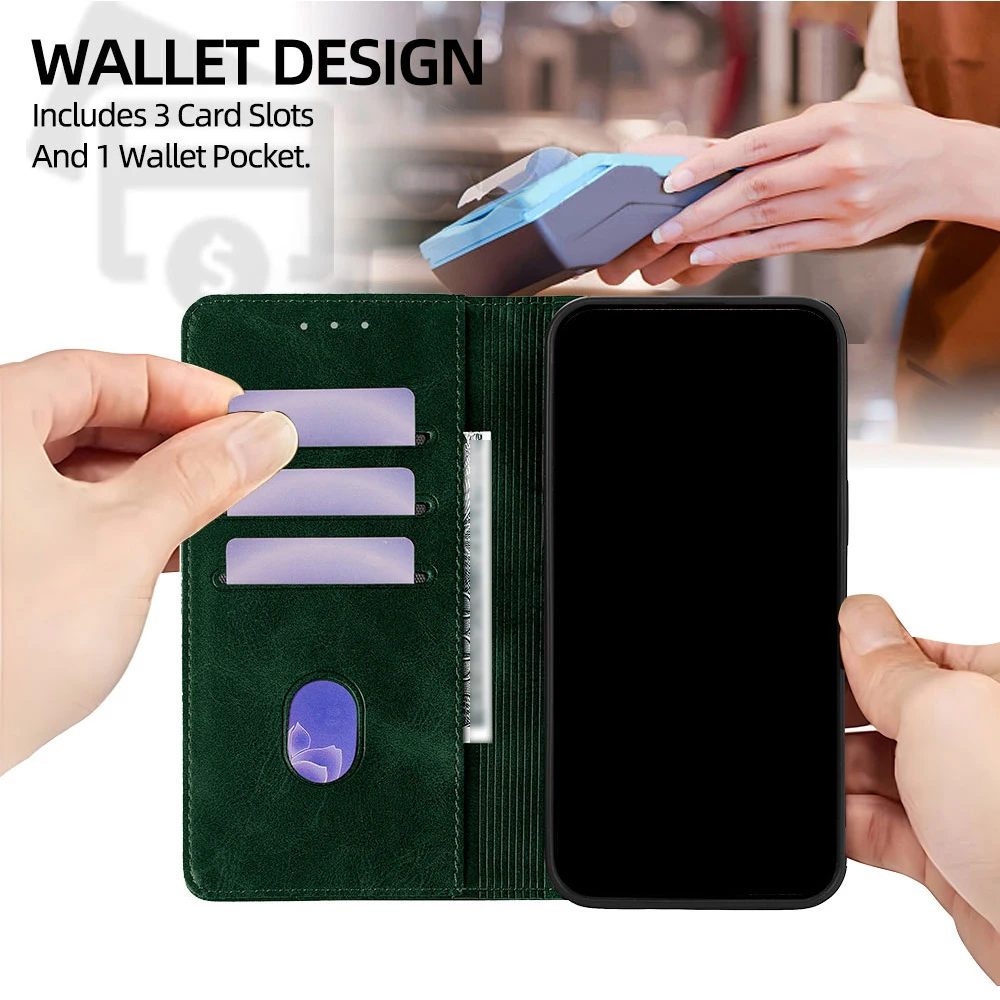 Floral Pattern Magnetic Leather Flip Wallet Case with Card Slots Holster