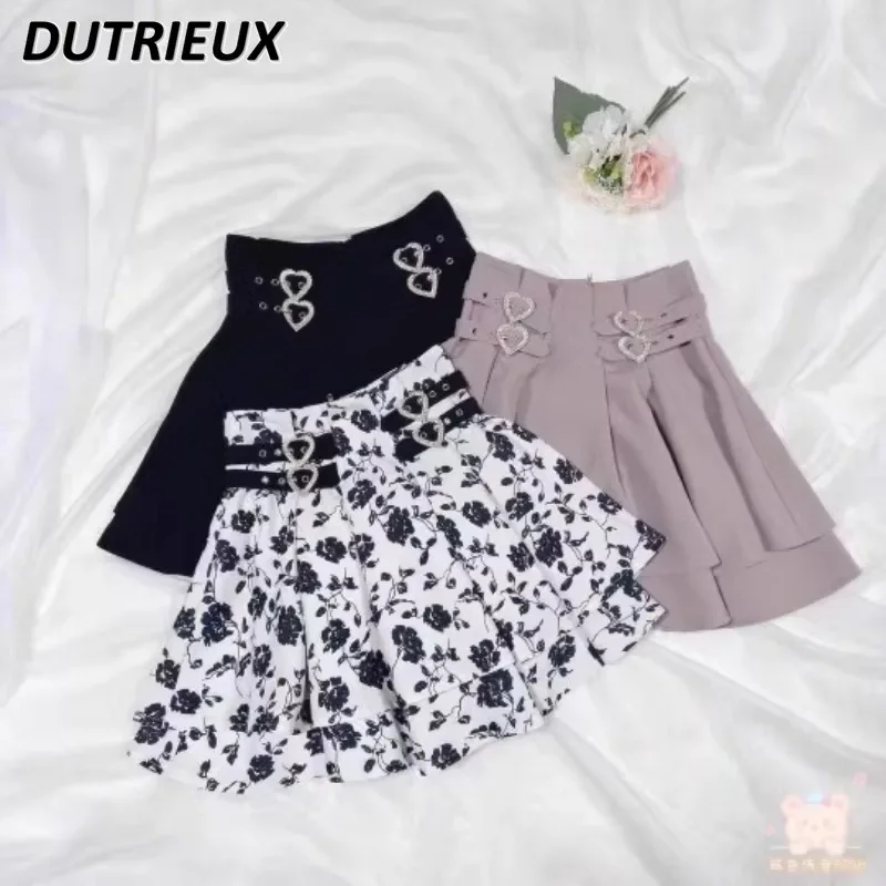 Japanese Style Rojita Love Mine Mass Production Sweet Short Skirt Kawaii Girls' High Waist Slimming Double-Layer A-line Skirt