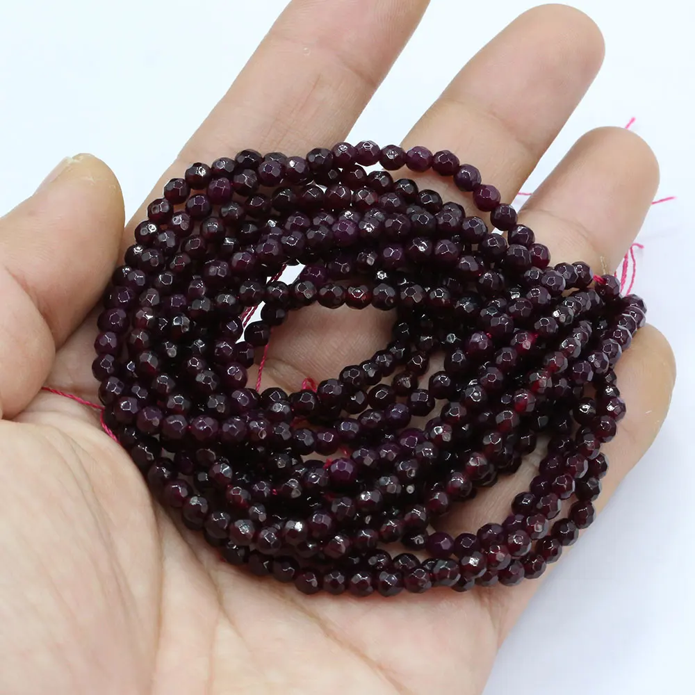 APDGG 4mm 5 Strands Natural Purple Rose Agate Faceted Round Beads Gemstone Beads 15