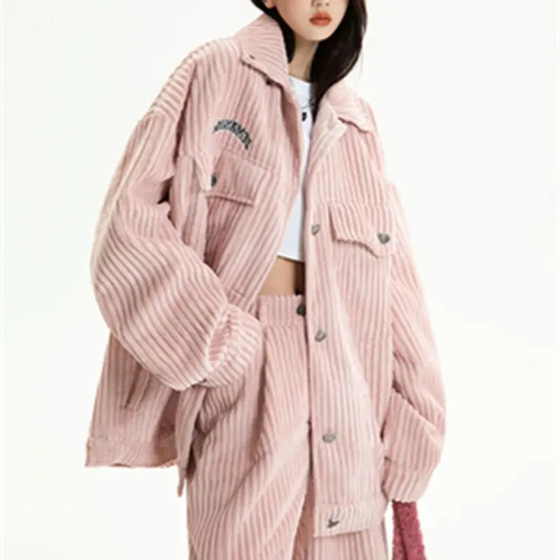 2022 Prefall New Corduroy Jacket Men and Women's Fashion Brand Korean Version Retro Couple Casual Loose Jacket Two-piece Commute