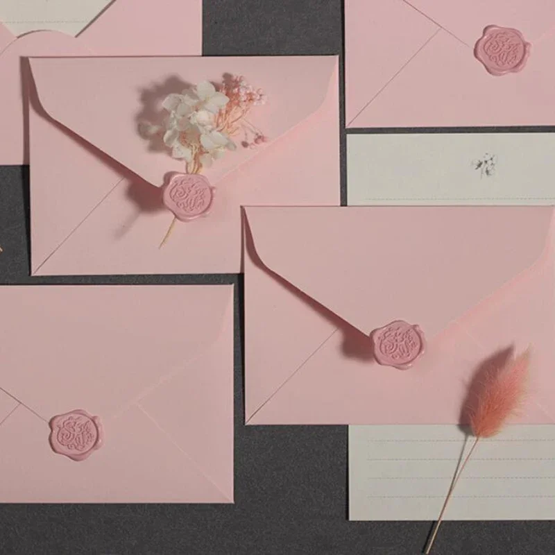 5pcs/set Solid Pink Paper Envelopes Letter Pads Cover Kawaii Invitations Card Postcards Cover Korean Stationery Office Supplies kraft paper envelopes window envelopes mailing envelopes mini envelopes