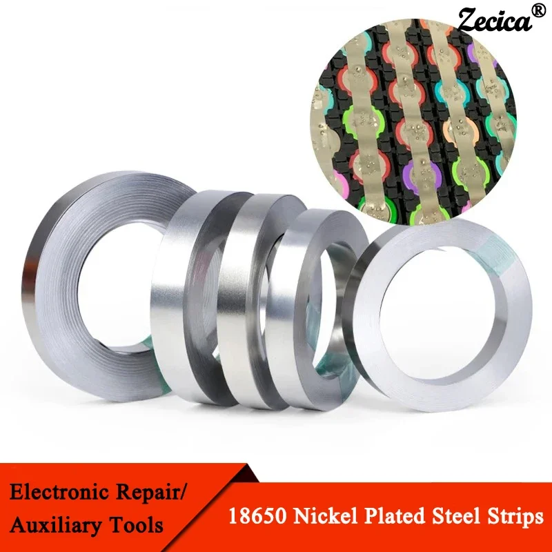 Nickel Plated Strip nickel strip 18650 Battery Nickel Sheet Plate Connector 0.1mm 0.15mm 0.2mm Steel Belt Spot Welding Machine Battery Welder
