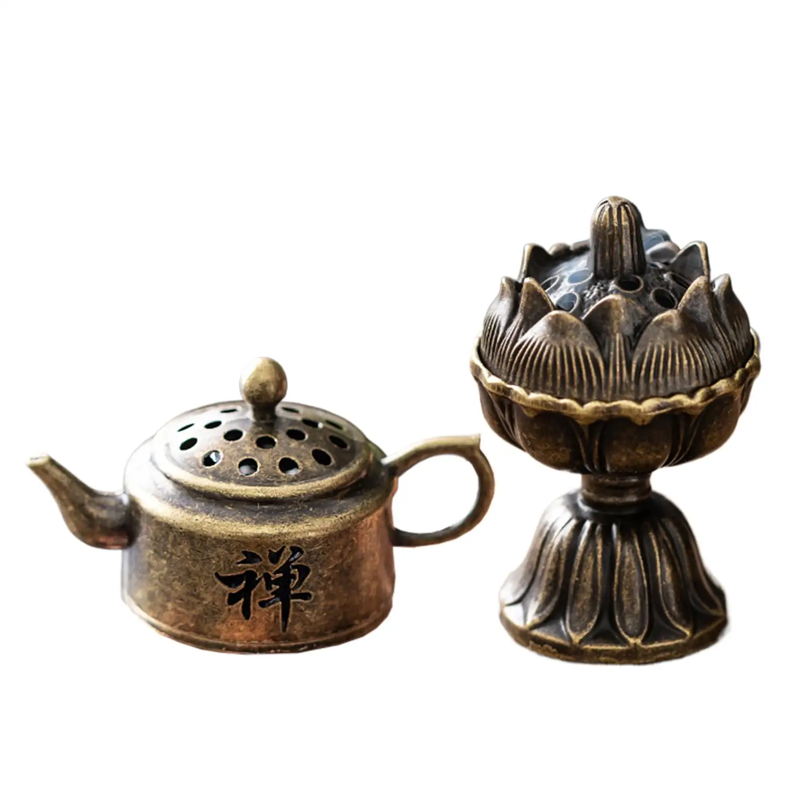 1pc Vertical Incense Burner Mini Alloy Hollow Incense Holder Portable Tabletop Ornament Home Aromatherapy Burner Desk Decoration