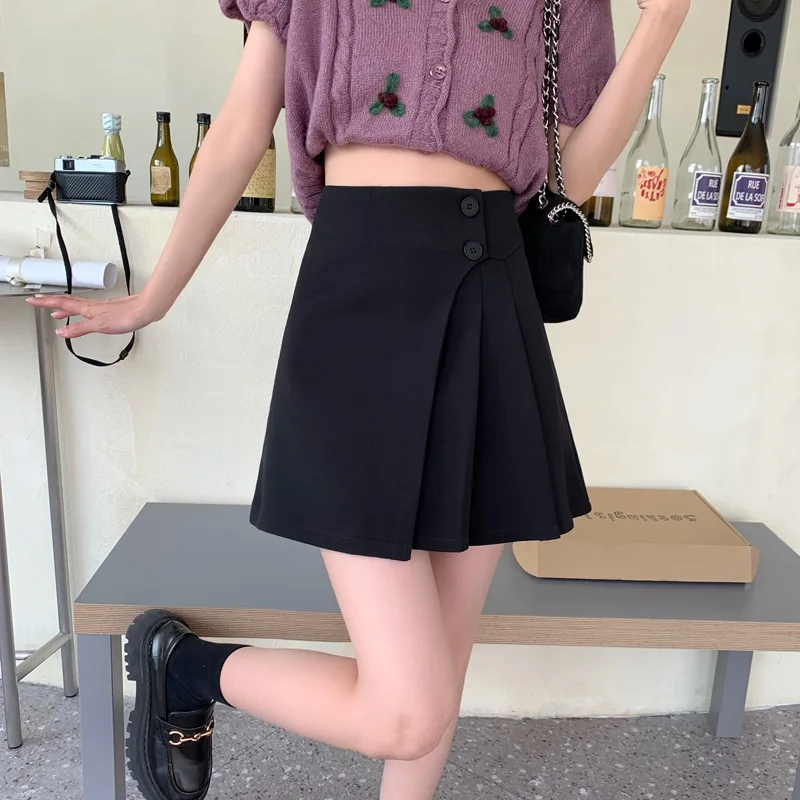 pink skirt High Waist Mini Skirts Women New 2022 Korean Style Streetwear All-match Solid Color Ladies A-line Short Pleated Skirt skater skirt