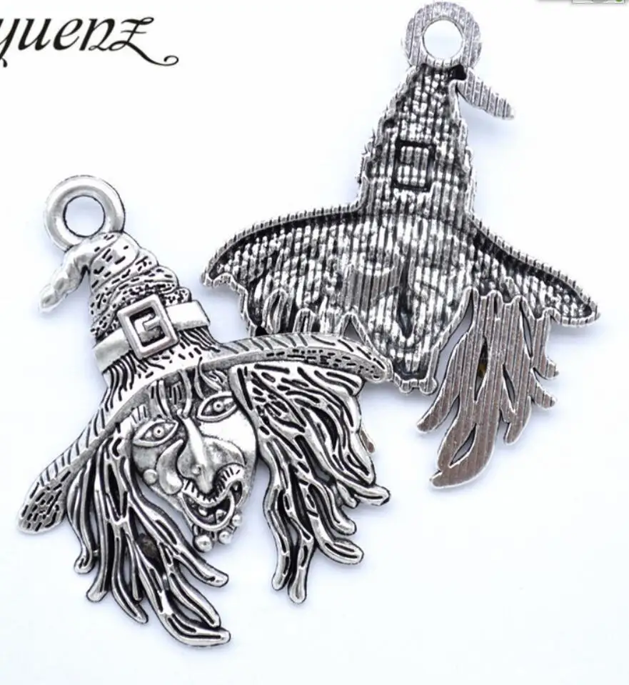 

10pcs Charms Halloween Witch 58*48mm Tibetan Silver Color Pendants Antique Jewelry Making DIY Handmade Craft F0741