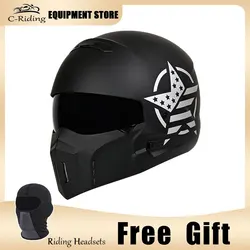 DOT Approved Motorcycle Helmets Free Shipping Full Face Helmet with Black Lens for Men Four Seasons Safety Cap Moped Scooter