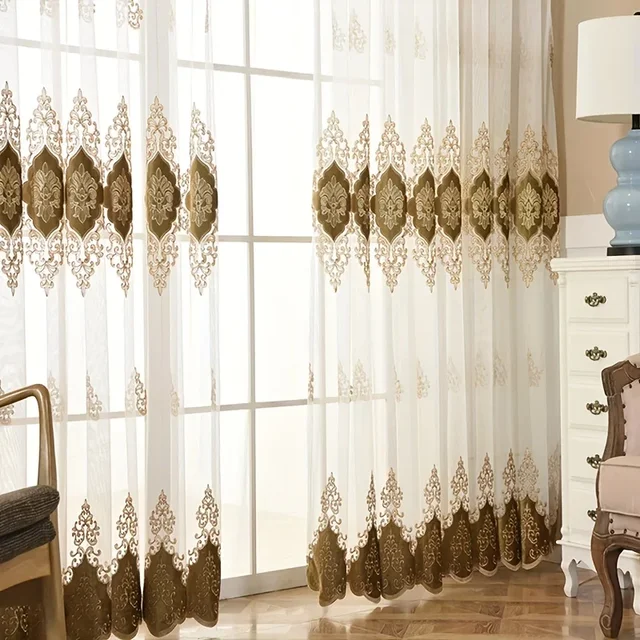 자수의 매력으로 집을 꾸미는 보호 거즈 커튼
