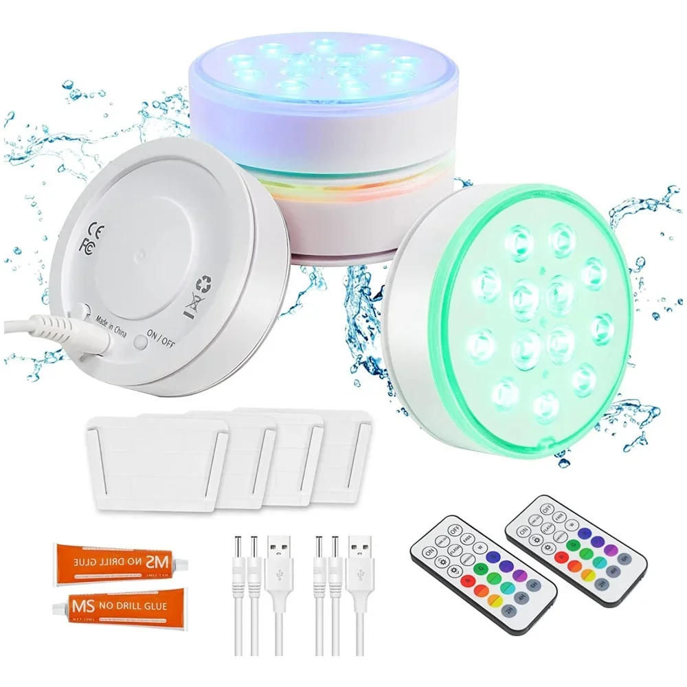 Underwater Light USB Rechargeable Submersible LED Pool Lights Remote RF IP68 Waterproof for Inground Pool Decor