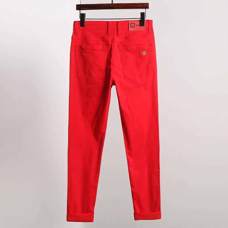 Jeans Men Yellow Cotton | Jean Stretch Yellow | Men Red Pink Jeans ...