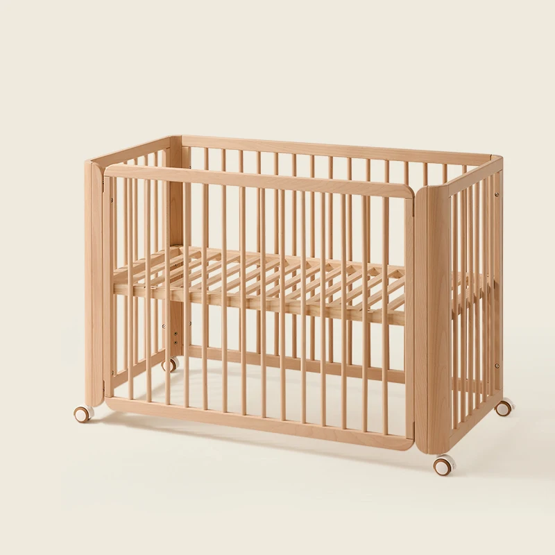 Дерев'яне ліжечко-трансформер Дизайн 3 в 1, регульована висота та знімні колеса для переходу від немовляти до малюка